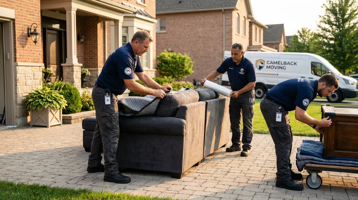 Large estate moving crew wrapping furniture in Fernandina Beach, FL